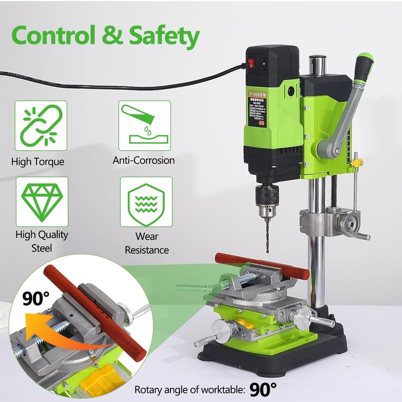 Rotary Table Drill Press Vise, Mini Drill Press, 90 °