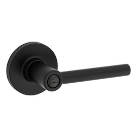 Kwikset Safelock SL4000RELRDT-514 Reminy Lever Round Rose Push Button Privacy Lock with RCAL Latch and RCS Strike Matte Black Finish
