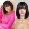 SAKALAKA Bob Wig with Bangs Human Hair 180 Density 3x1