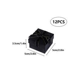 12 Pack Jewellery Ring Gift Box Bulk, 5× 5× 3.5cm Ring Earring Gift Boxes Small Gift Boxes with Lids and Bow-Knot(Black)