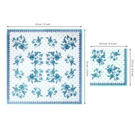 Penta Angel Floral Napkins 20Pcs Decorative Flower Cocktail Paper Napkins Guest Hand Towels for Art Craft Birthday Wedding Spring Tea Party Garden Decoration (Blue/Green Flower)