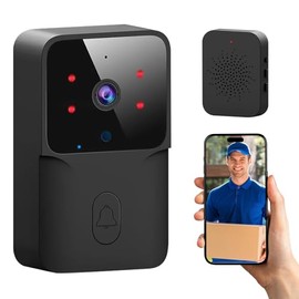 Yakiter Video Timbre Inteligente, Mbre Inalambrico Exterior con Camara,Timbre Inteligente con Visión Nocturna de 480P,Audio Bidireccional, Almacenamie