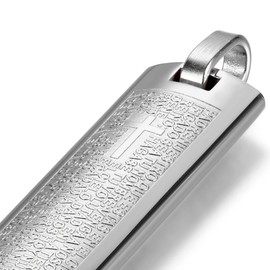 OIDEA Men's Cross Bible Necklace: Bible Prayer Cross Pendant with Wheat Chain Christian Cross Chain Biker Venetian Chain Religious Jewellery Gift for Men Father Friend, Stainless Steel, No Gemstone