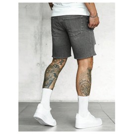 Verdusa Men's Ripped Jorts Raw Trim Straight Leg Casual Denim Jean Shorts Grey 32