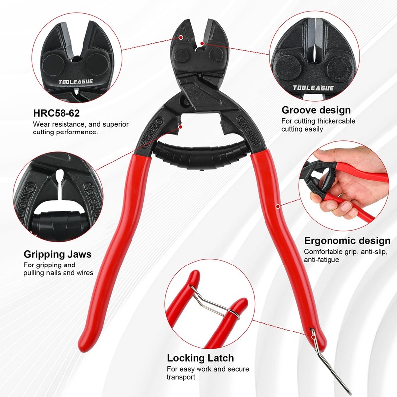 TOOLEAGUE 8-inch Mini Cutter with Recess and Spring,CR-V Blade, Security