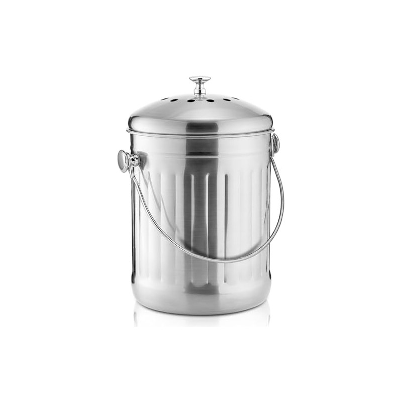 DOZENEGG Compost Bin 1 Gallon - Countertop Compost Pail