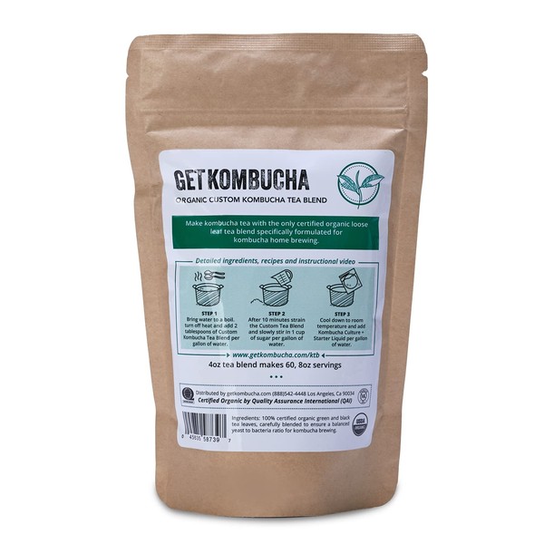 Get Kombucha, mezcla de té Kombucha orgánico certificado – (60 porciones)