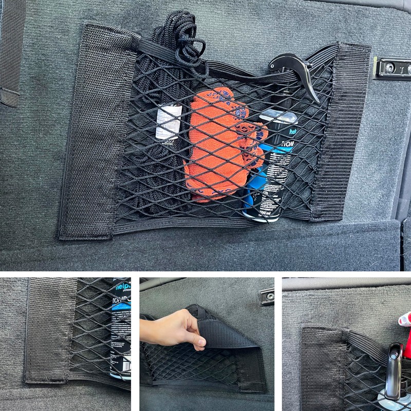 MyGadget 2 x Car Boot Mesh Bag Velcro [25 x