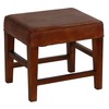 Bare Decor Alvin Genuine Leather Ottoman with Solid Teak Wood