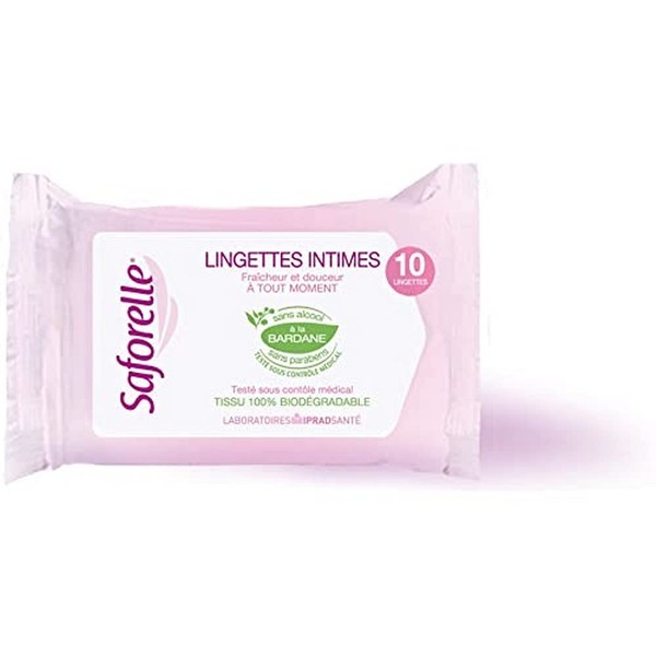 Saforelle 10 Intimates Wipes Ultra Gentle for Pocket