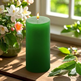 2-Pack Green Tea Scented Pillar Candles 3x6 Inch – Romantic Floral Fragrance for Spring Weddings Parties and Home Décor
