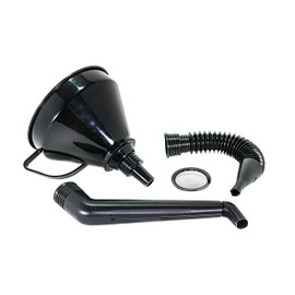 ValesaVales Right Angle Flexible Plastic Funnel Set Comes Complete with 2 Detachable Spout Attachments and Filter for Automotive Oil and Household Uses
