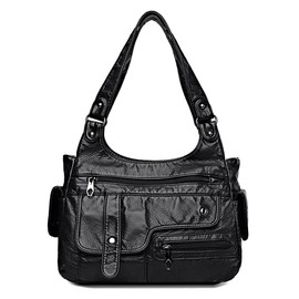 Coolives Women's Hobo Handbag Made of PU Leather Vintage Women's Handbag Shoulder Bag Hobo Women's Bag Handbag Retro Bags for Women Mother, black