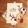 Handmade Merry Christmas Cute Reindeer Front/Back Cover Set 4 use