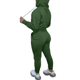 LovelyWholesale Womens Sweatsuits 2 Piece Set Hoodie Sweatshirts and Jogger Sets Grey X-Small Dark Green Small