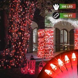 300LED 100FT Christmas String Lights, 8 Modes Fairy Lights Connectable, Indoor Outdoor LED String Lights with Timer & Memory for Christmas Tree Bedroom Yard Door Wedding Xmas Classroom Decor (Red)