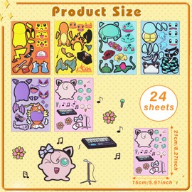Stickers for Children, 24 Sheets Mini Cartoon Anime Stickers, Make-a-face Sticker Sheets, DIY Face Stickers Children, Festive Party Gifts, Birthday Party Accessories, Bag Filler Gifts