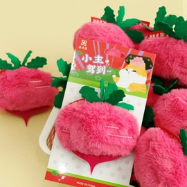 Layheld Cat Plush Toy Realistic Vegetable Set Cucumber Radish Shapes Sound-Making Plush Felt Fabric Catnip Crinkle Paper Dog Cat Accessories Pet Gifts for Christmas (Radish 3pcs)