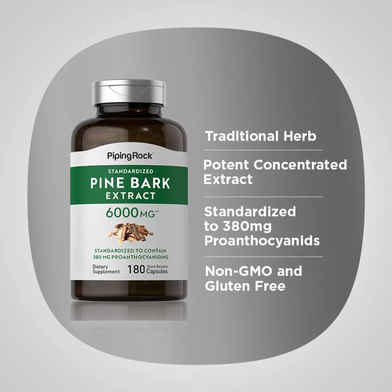 Piping Rock Pine Bark Extract 6000 mg | 180 Capsules