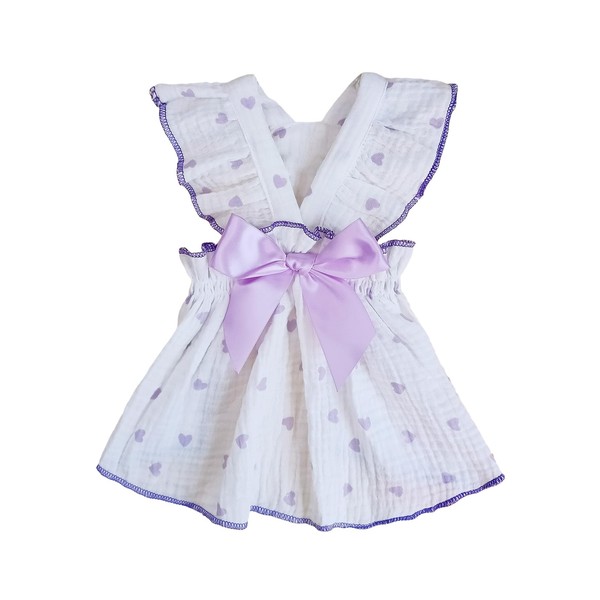 QWINEE Heart Print Dog Cat Dress Bow Decor Cute Dog