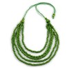 Avalaya Lime Green Multistrand Layered Wood Bead with Cotton Cord