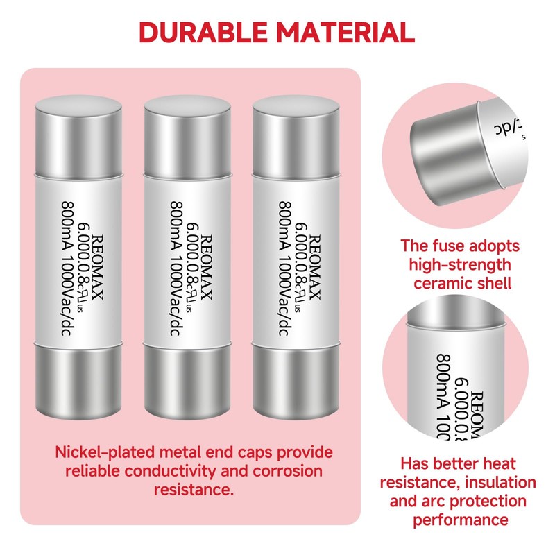 Cutetool (5 pcs) HV620 800mA 1000VAC/DC Multimeter Fuse 6X32mm,Fast Blowing