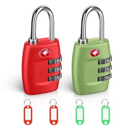 TSA Luggage Locks, 2 Pcs 3 Digit Combination Padlock, Travel Code Lock for Baggage Bag, Suitcase, Locker, Backpack, Briefcase (Red and Green)