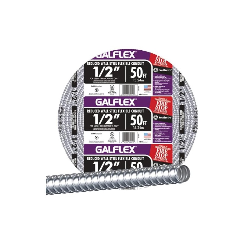 Southwire 55081805 1/2 in. x 50 ft. Galflex RWS Conduit,