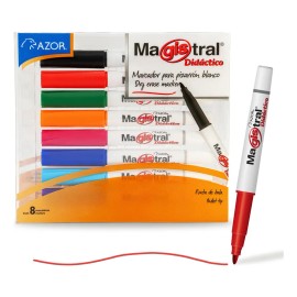 Azor Marcadores para Pizarrón Blanco 2mm - 8 Piezas - Multicolor