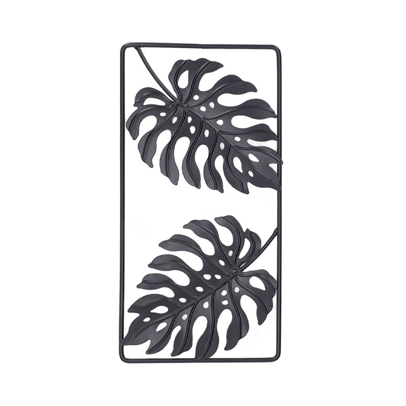 2pcs Leaf Statue Black Style Embossed Design Metal Material Decorative
