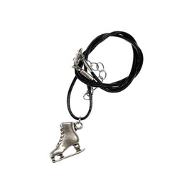 Miniblings Ice Skating Necklace - Handmade Fashion Jewellery I Chain with Pendant - Ice Princess Figure Skating Silver Leather Chain Leather, Metal