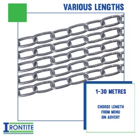 IRONTITE® Heavy Duty 3mm Metal Chain Link 1M - 30M Long, Hot Dipped Galvanised Chain for Long Lasting Weather Protection, Heavy Duty Chain to Suit A Variety of Uses. (3 Metre)