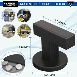 ULIBERMAGNET Magnetic Coat Hooks,Heavy Duty Magnets Hook for Metal,Door,Cruise Cabinet,Refrigerator, Locker,Neodymium Magnet Hook for Towel,Coat,Bag,Umbrella (4 Pack)