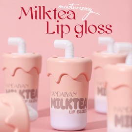 MIESCHER Milktea Lip Gloss Matte Finish, Long Lasting Hydrating Lip Tint Stain Natural Jelly Lipstick for Women Girls, Moisturizing Waterproof, Transfer-Proof, Highly Pigmented, 01 Bright Cherry Tint