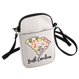 SC State - Bolso bandolera de Carolina del Sur, regalo de recuerdo de Carolina del Sur, bolsa pequeña de viaje, regalo, Blanco