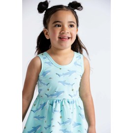 MONICA + ANDY Let’s Dance Dress, Size 3T, Swimming with Sharks, 100% Organic Baby Clothes for Girls & Boys, Sleeveless Dress, Sustainable Super Soft Fabric, Sizes for Kids, Toddler, & Infant