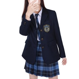 Moerstar Cosplay Uniform Blazer, High School Girl JK Uniform 6-Piece Set, High School Girl Uniform, Skirt, Shirt, Tie, Bow Tie, Badge, Cosplay Student Uniform, Sailor Uniform, School, High School