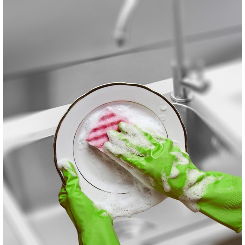 Cleanbear Synthetic Rubber Gloves, Medium Size, 11.8 Inches, 3 Pairs