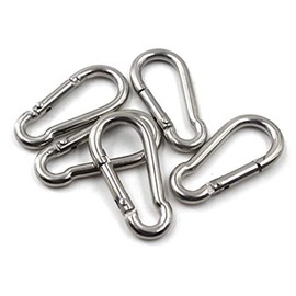 M5 3/16" 304 Stainless Steel Spring Snap Link Hook, Loaded Hook,Locking Carabiner Clip Keychain for Home, Camping, Fishing, Hiking, Traveling(5PCS)