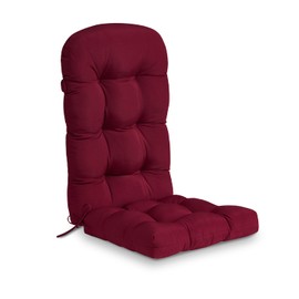 downluxe Water-Resistant Adirondack Chair Cushions, Indoor/Outdoor Cushions with Adjustable Ties, Tufted High Back Patio Chair Cushions, 4.5" Thick Padding, Burgundy