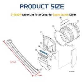 [Upgraded] 510502W Dryer Lint Filter Cover, Dryer Lint Screen Cover fit for Speed Queen, Replace D510502W, D510502LG, AP6284689, ‎Light Gray (2 Pack)