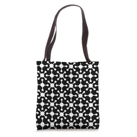 White Black Molecule Dot Minimalist Galaxy Spaceship Pattern Tote Bag