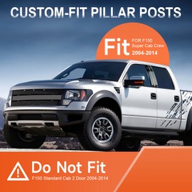 ACLONG Stainless Steel Pillar Posts Trim Sliver Door Window Trim Compatible with Ford F-150 Super Crew Cab 2004-2014 Lincoln Mark LT, Anti Scratch Stickers Door Pillar Moldings Cover Set -Set of 4