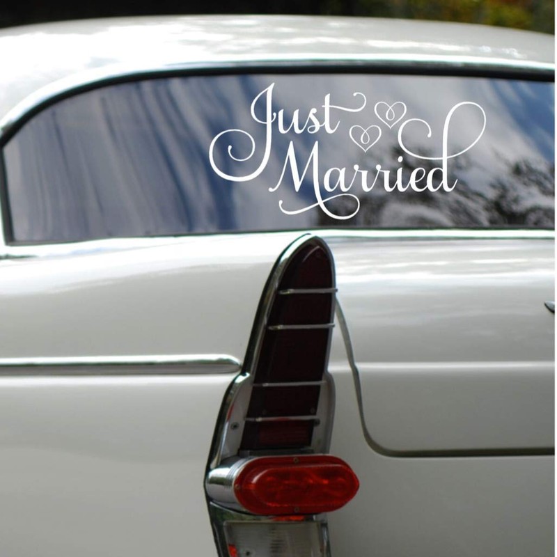 Just Married Car Decal, Wedding Day Car Decor, Just Married