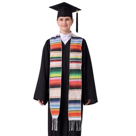 GraduationMall Mexican Serape Graduation Stole with White Tassel Ivory White