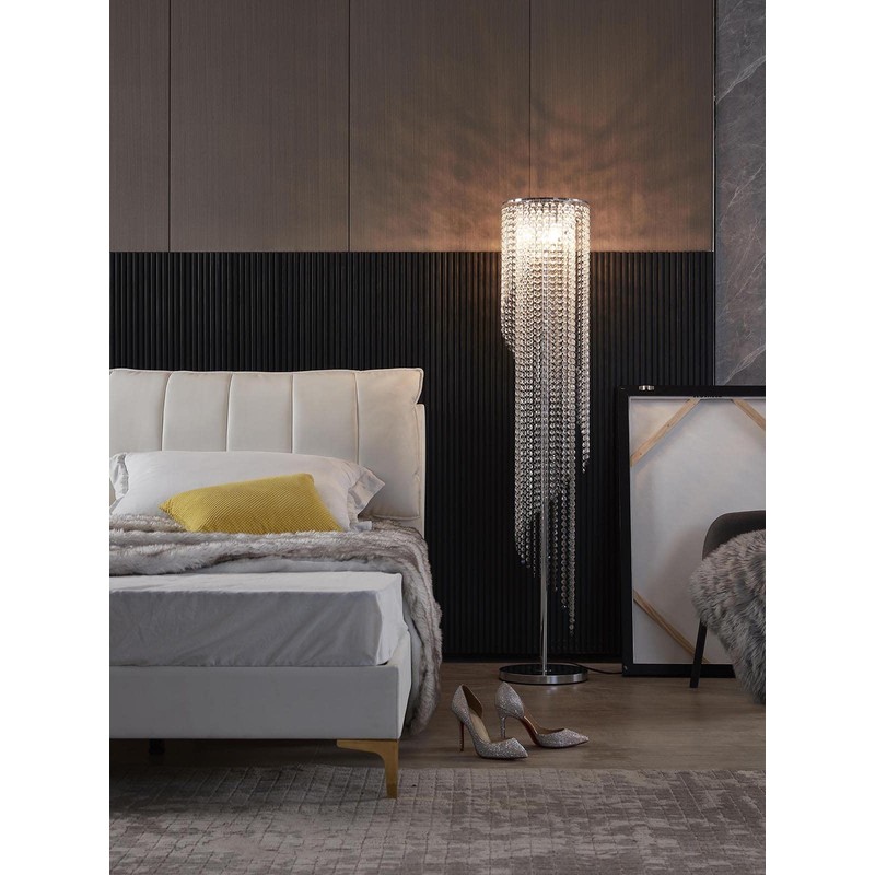 Surpars House Silver Crystal Floor Lamp S Shape Chrome Finish