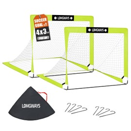 Soccer Goal for Backyard,2 Set of 4x3 ft Portable Pop Up Soccer Net with Ground Stakes,Carrying Bag, Perfect for Backyard,Court,Field,Easy Setup,Great for All Levels and Ages
