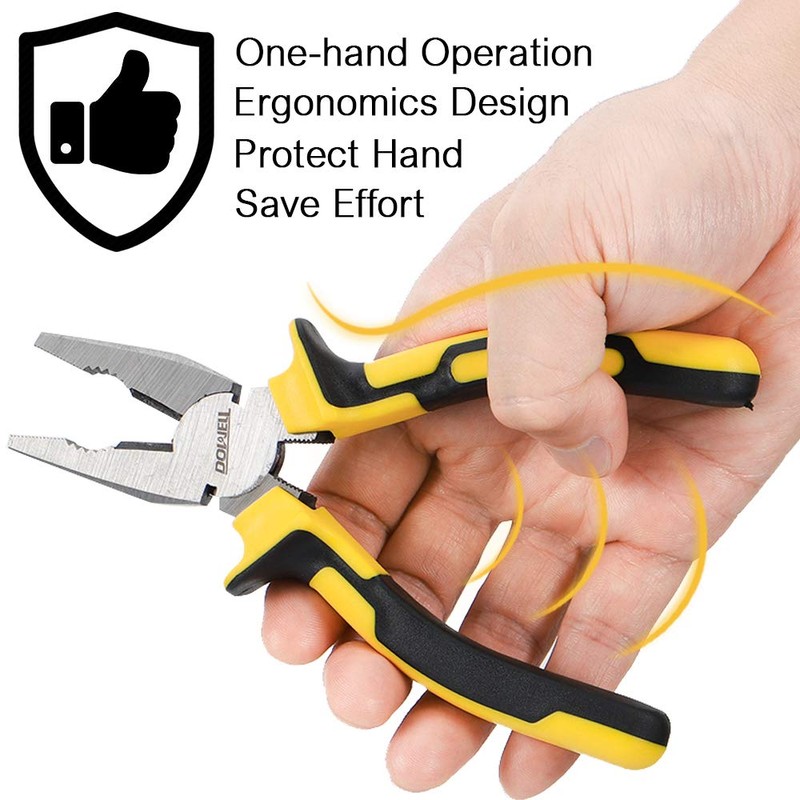 DOWELL Lineman's Pliers with Wire Cutter - 7 Inch Nickel