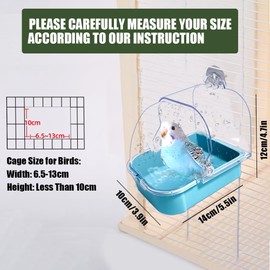 WQY GroceryShop Bird Bath for Cage, Cleaning Pet Supplies Cockatiel Bird Bathtub with Hanging Hooks for Little Bird Parrots Spacious Parakeets Portable Shower for Most Birdcage(Blue)