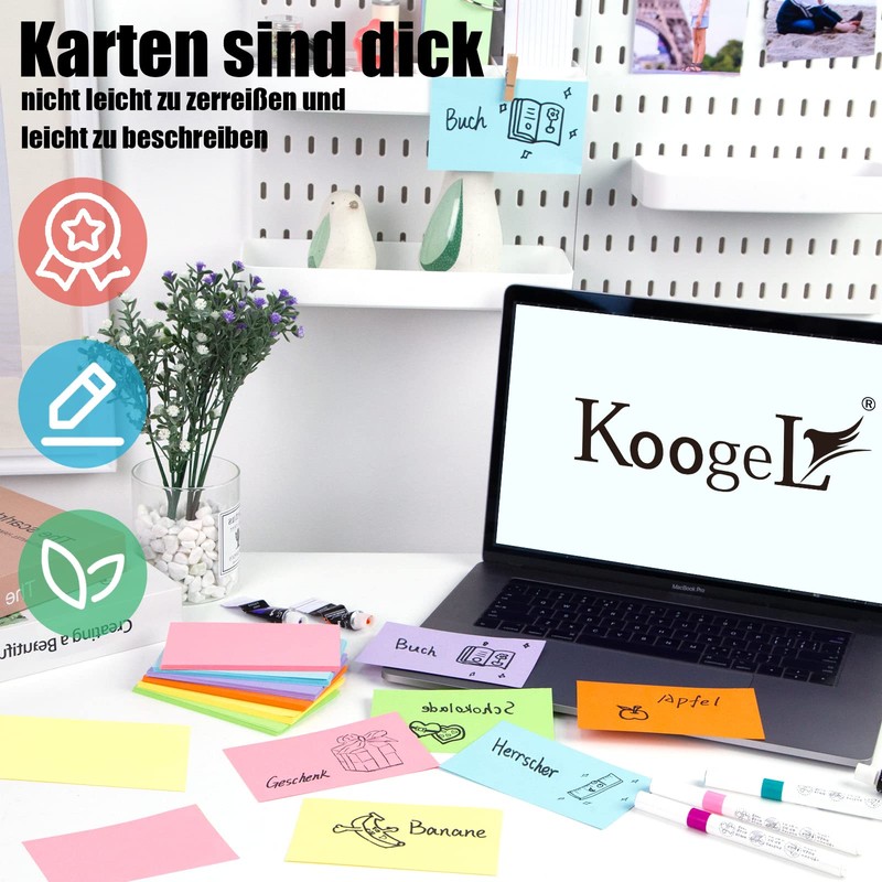 KoogeL Index Cards Pack of 300 Presentation Cards, Metaplane Cards,
